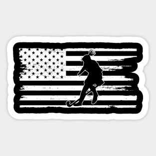 Hockey Girl USA American Flag Sticker